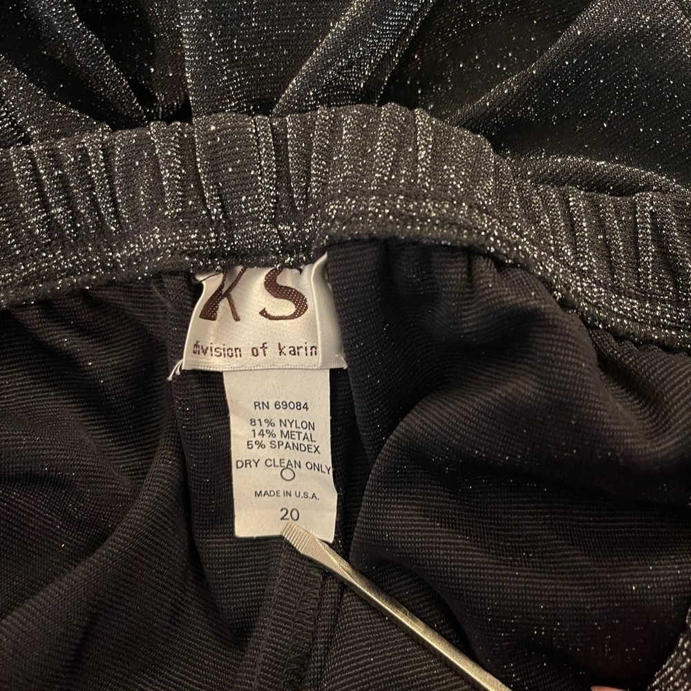KSL Karin Stevens vintage black w/silver metallic pull on stretch pants. Sz 20. - Picture 4 of 5